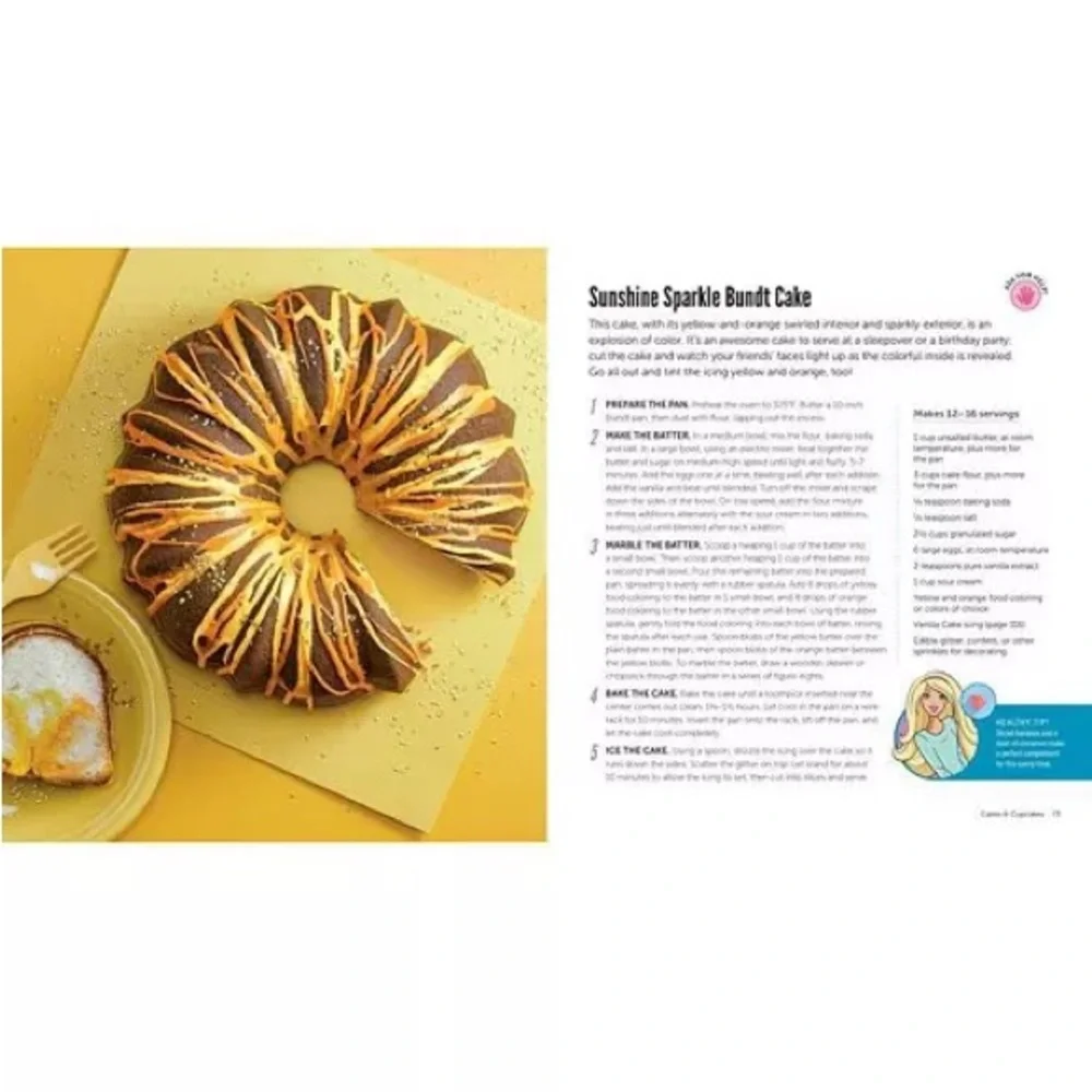 Barbie Bakes! Hardcover Kids Cookbook | 50+ Recipes | 128 Pages NEW